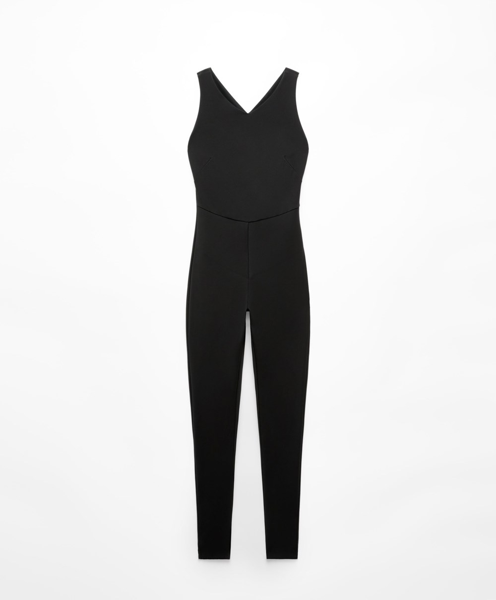 Oysho Core Control Compressive Jumpsuit μαυρα | CWGIOQ-690