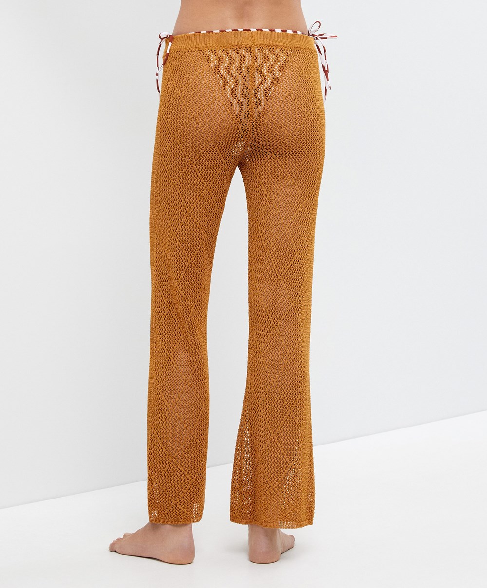 Oysho Crochet Cropped Trousers Honey | ECJLGU-581