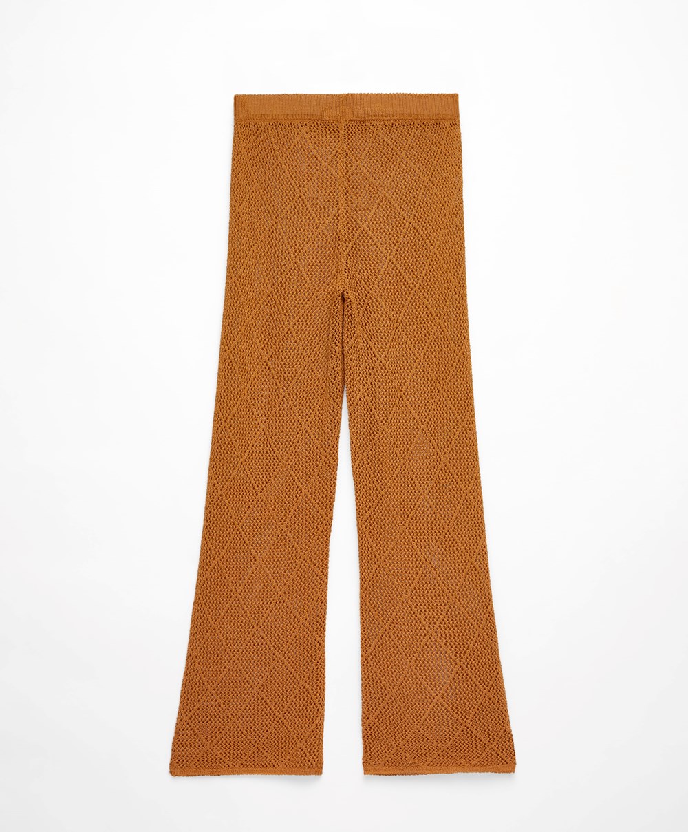 Oysho Crochet Cropped Trousers Honey | ECJLGU-581