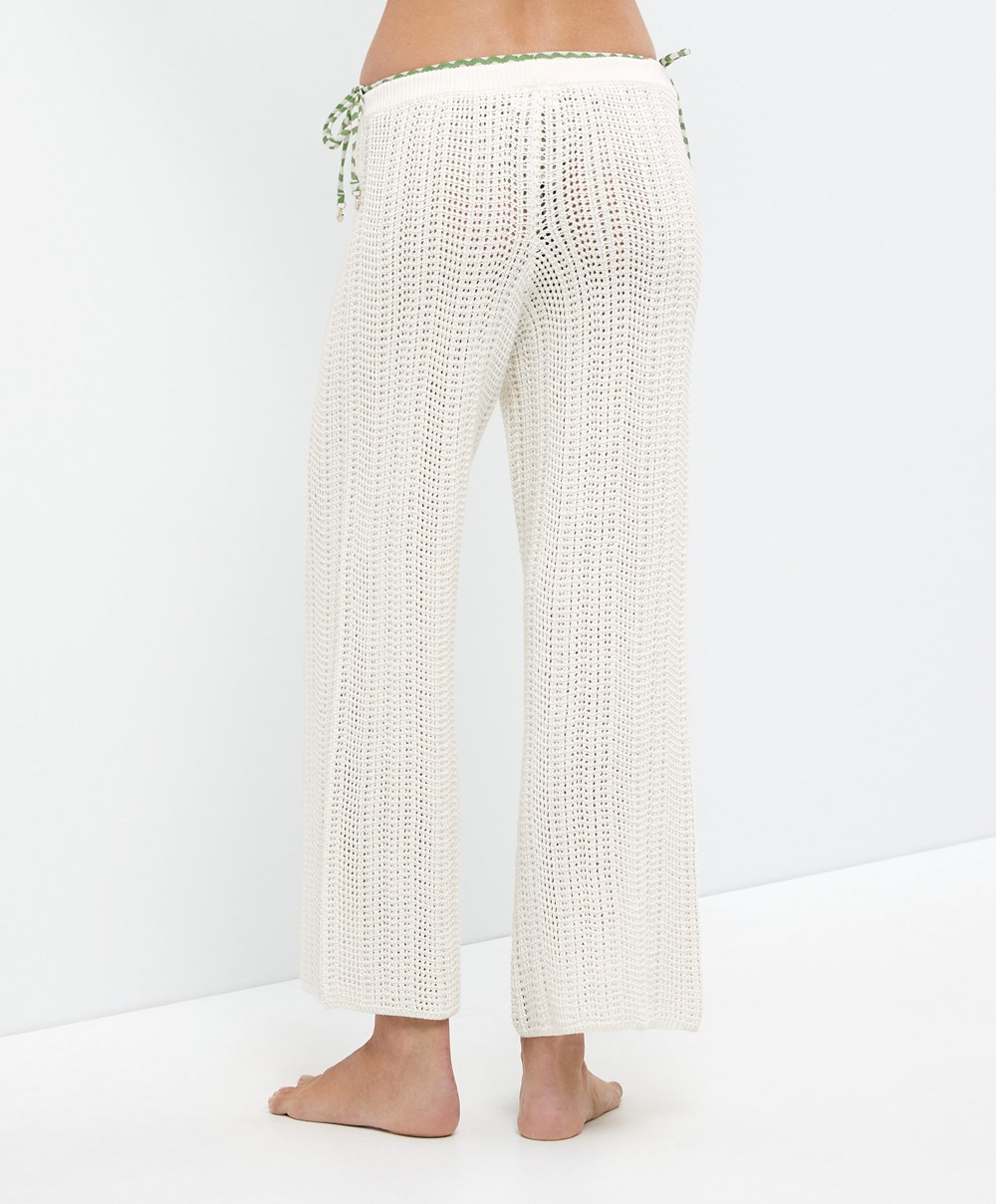 Oysho Crochet Trousers Bone Whte | JARMVX-048