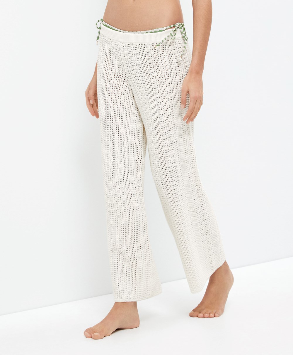 Oysho Crochet Trousers Bone Whte | JARMVX-048