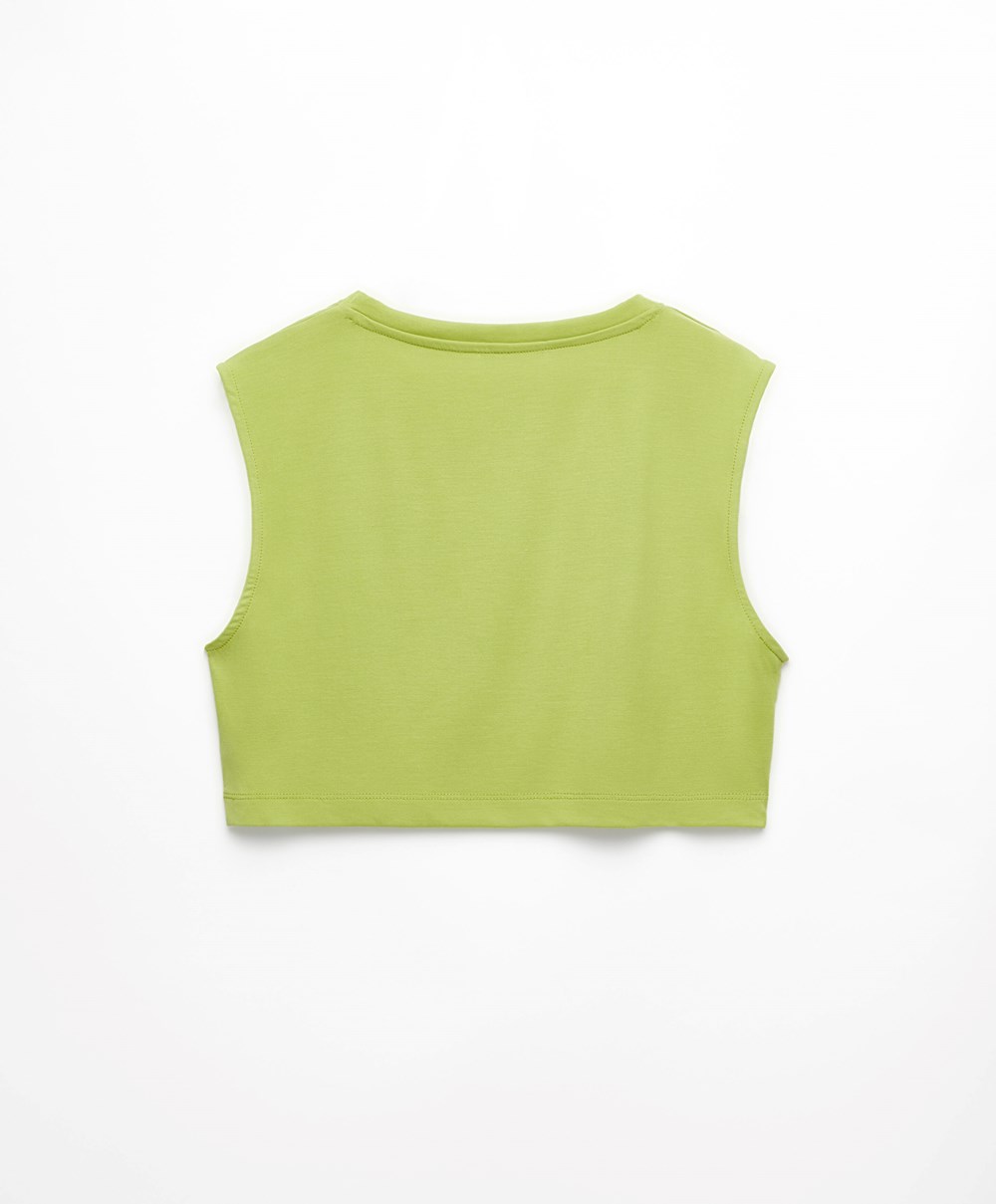 Oysho Cropped Modal T-shirt πρασινο | FMESTC-968