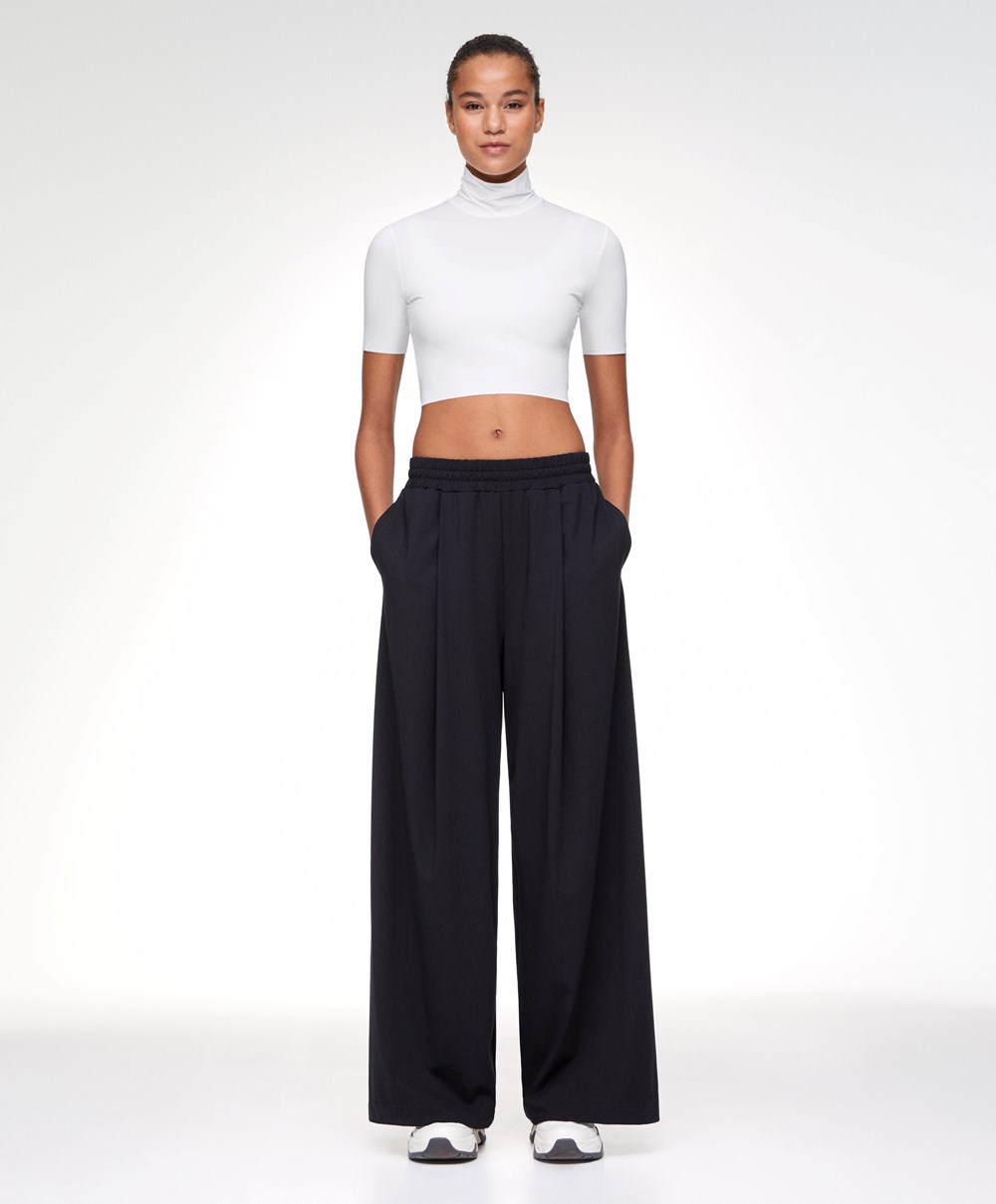 Oysho Cropped T-shirt With Raised Neck ασπρα | VMNHOT-954