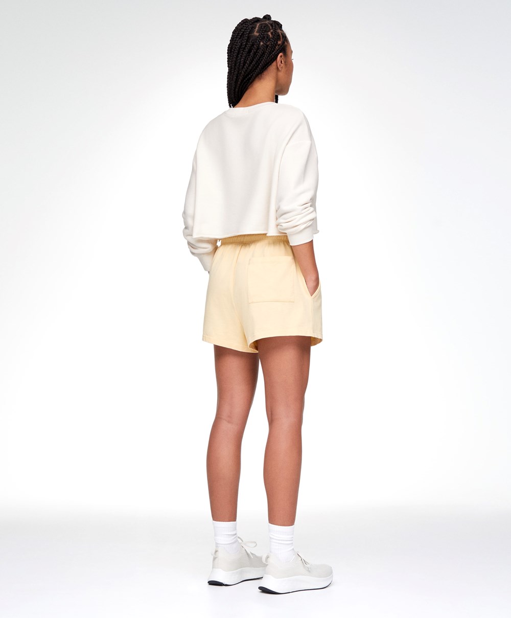 Oysho Cropped βαμβακερα Sweatshirt Cream-white | BWSXAR-497