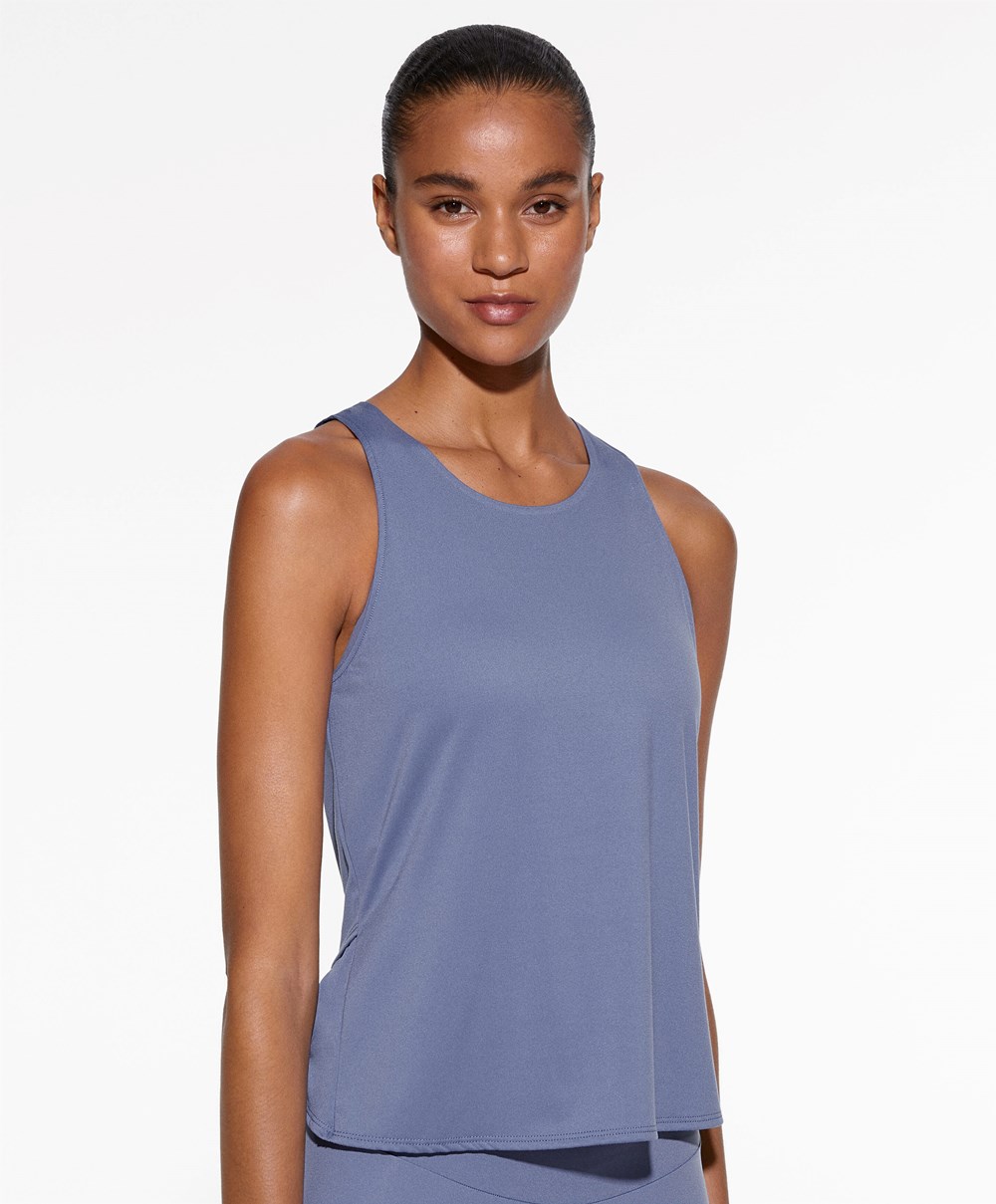 Oysho Cross-back Comfortlux T-shirt βαθυ μπλε | YPSCDB-148