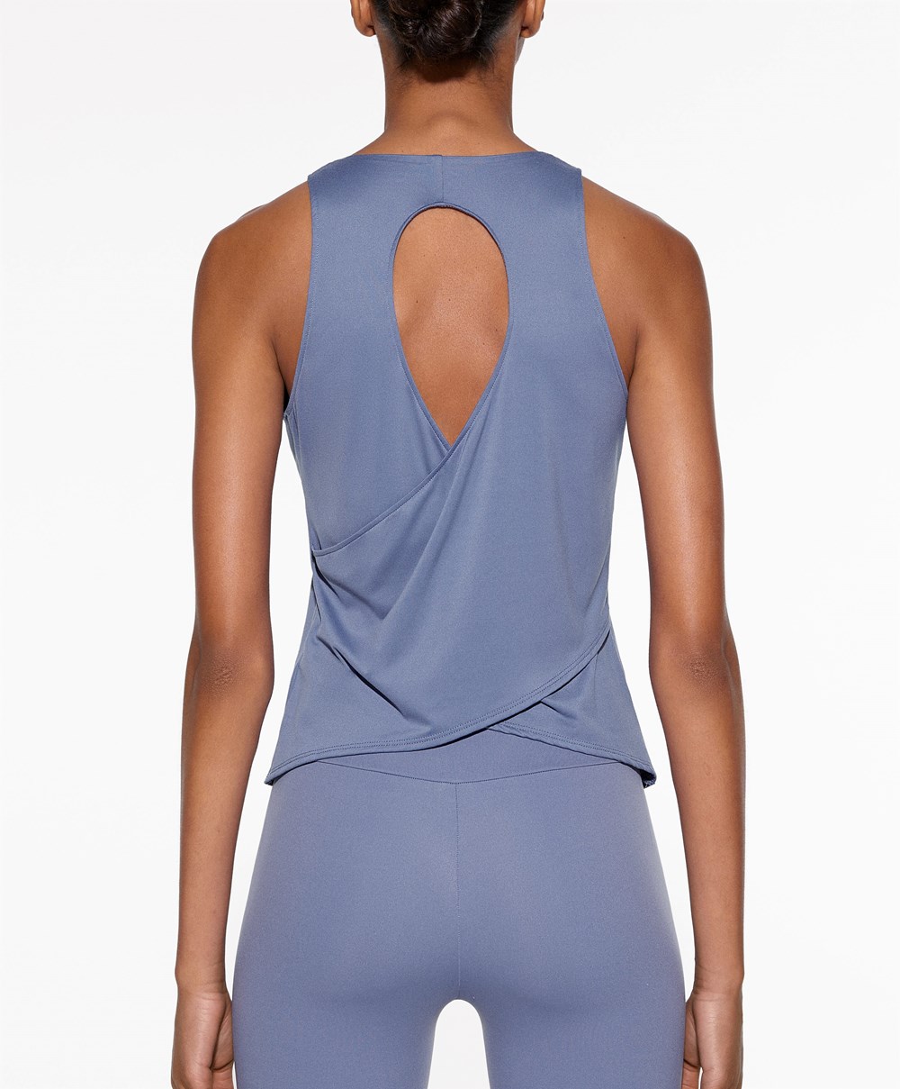 Oysho Cross-back Comfortlux T-shirt βαθυ μπλε | YPSCDB-148