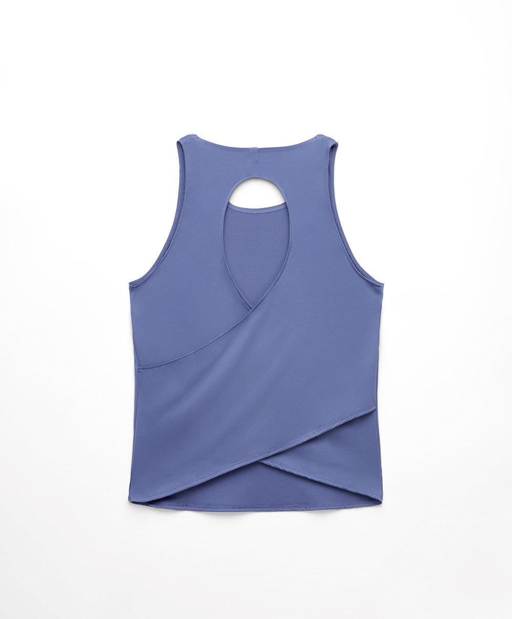 Oysho Cross-back Comfortlux T-shirt βαθυ μπλε | YPSCDB-148