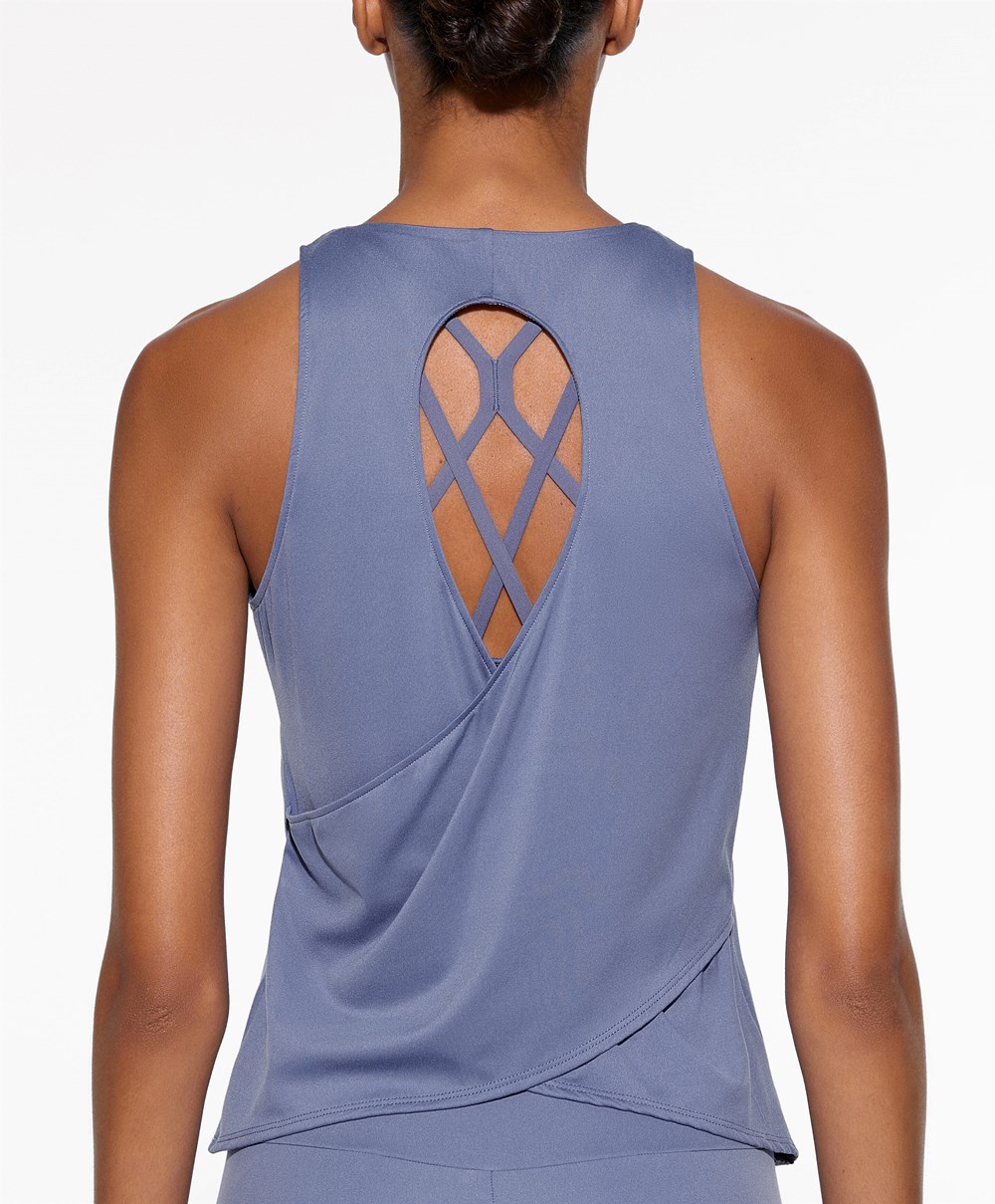 Oysho Cross-back Comfortlux T-shirt βαθυ μπλε | YPSCDB-148