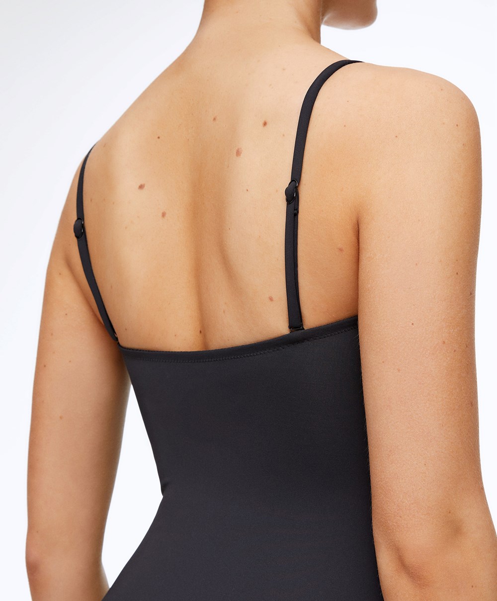 Oysho Crossover Neckline Swimsuit μαυρα | AKYXJZ-195