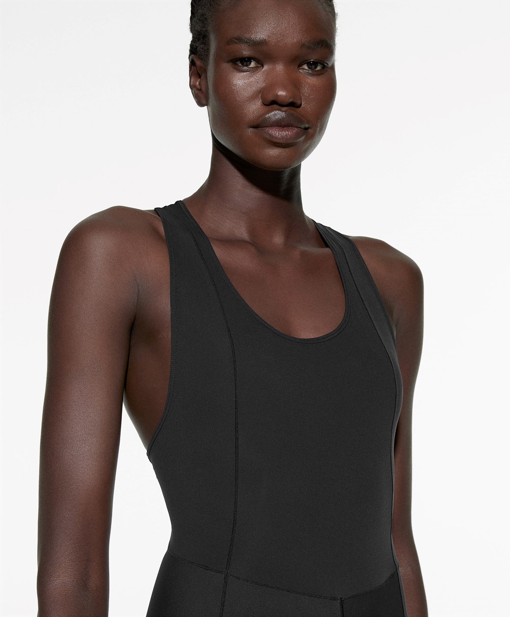 Oysho Cycling κοντο One-piece With Straps μαυρα | IUPVNO-563