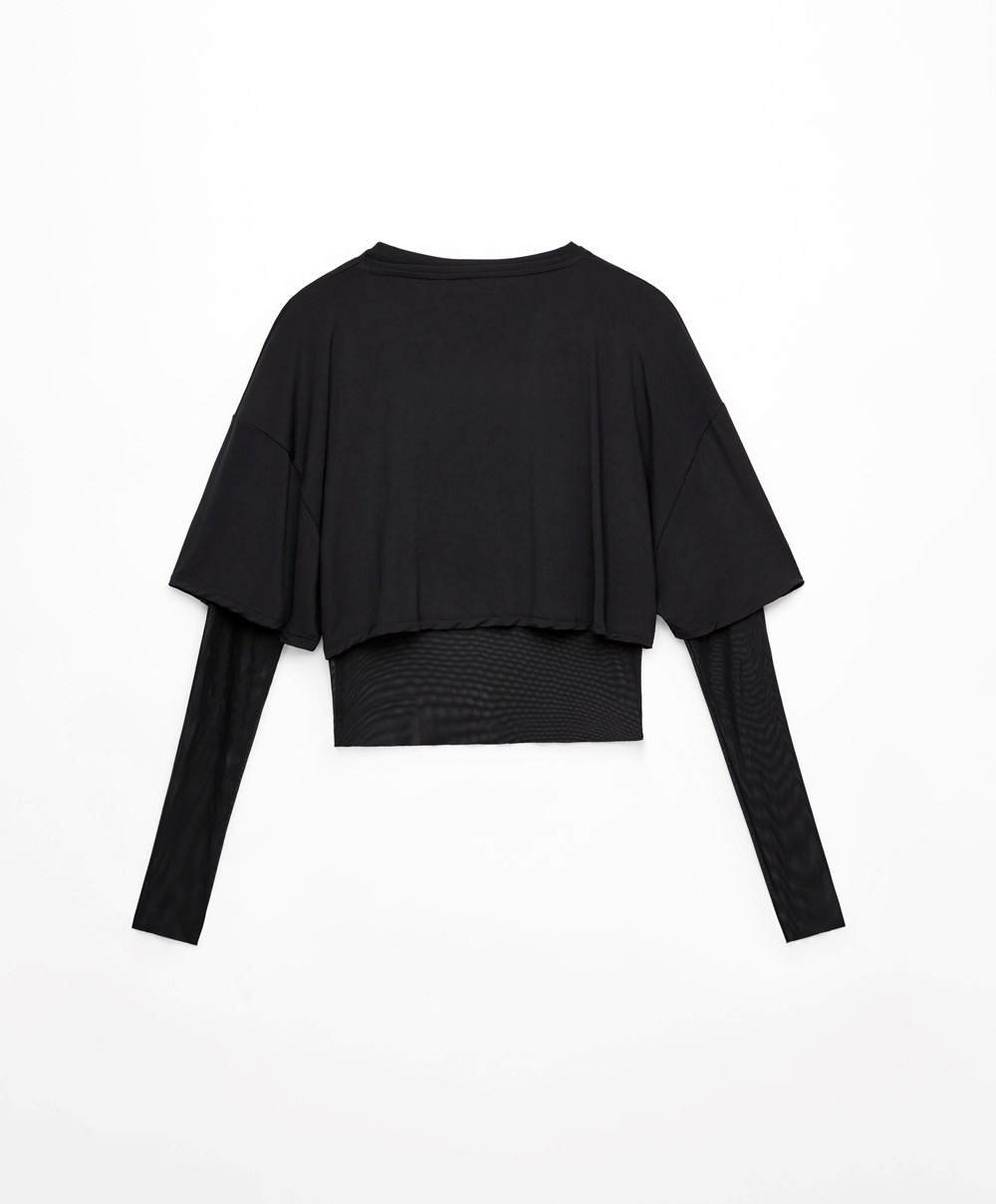 Oysho Double Mesh Top μαυρα | FRNLCQ-381