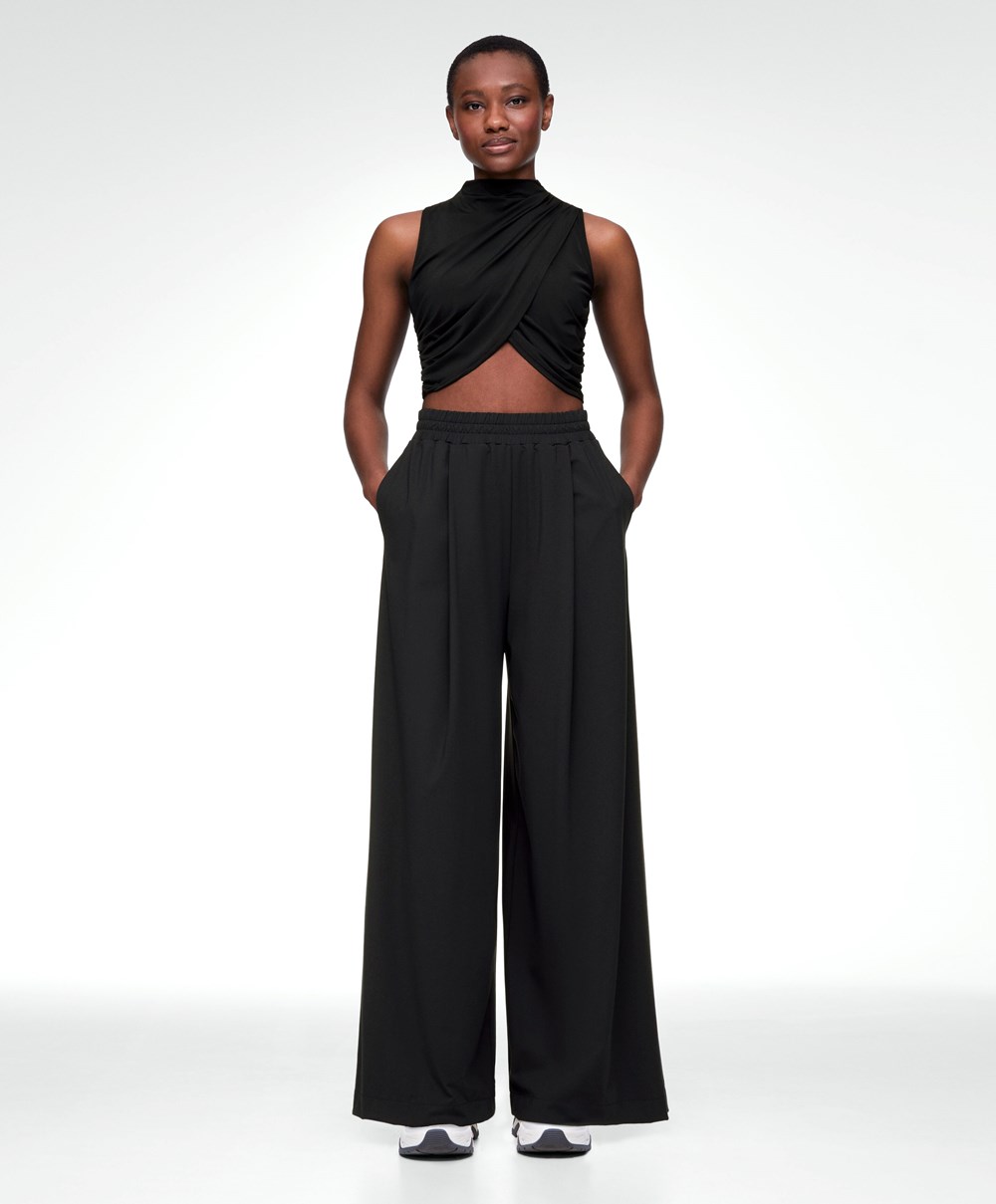 Oysho Draped Crop Top μαυρα | OYXMAZ-102