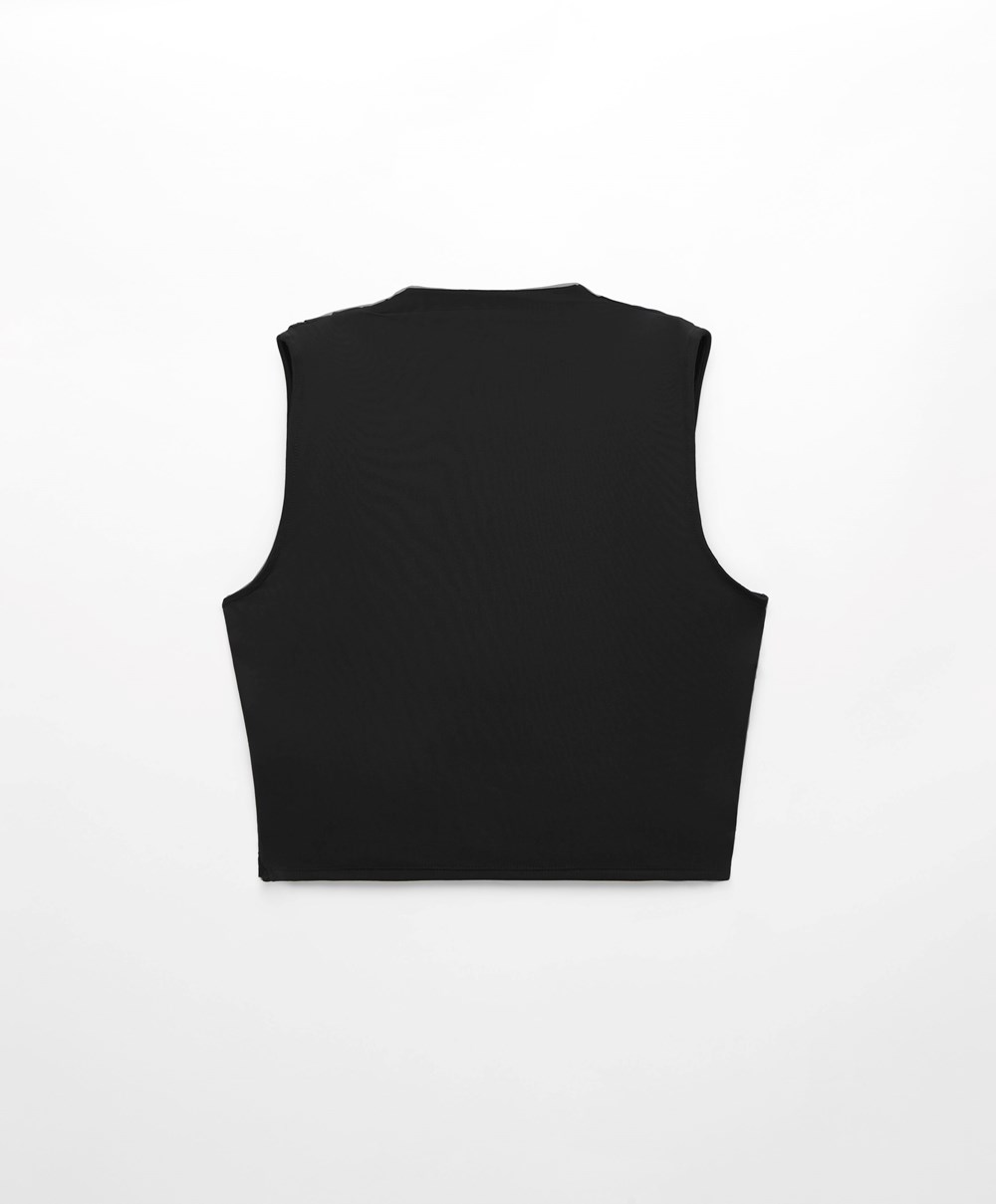 Oysho Draped Crop Top μαυρα | OYXMAZ-102