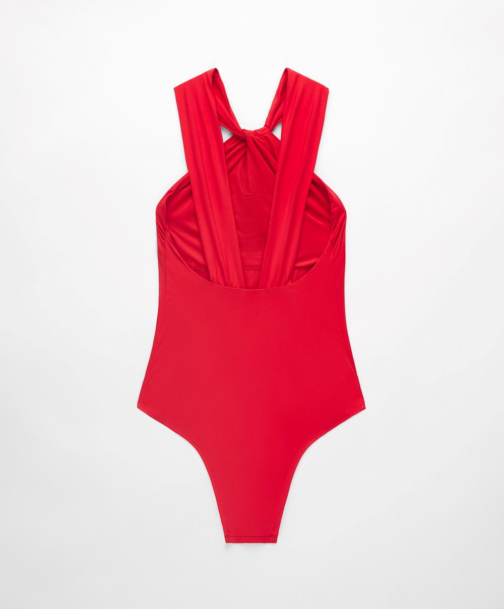 Oysho Draped Halter Swimsuit κοκκινα | CPLBTF-186