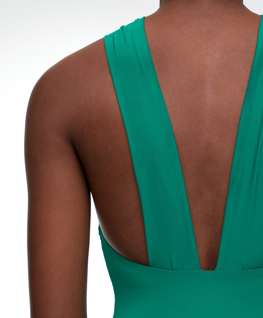 Oysho Draped Halter Swimsuit πρασινο | XGYCPL-458