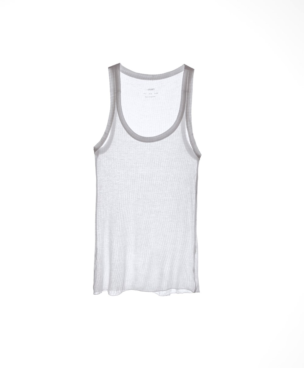 Oysho Extra Fine Vest Top Pale Ecru | ORMKLZ-947