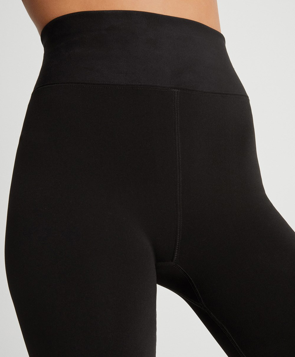 Oysho Extra Warm Compressive 70cm Ankle-length Leggings μαυρα | HKZUWG-167