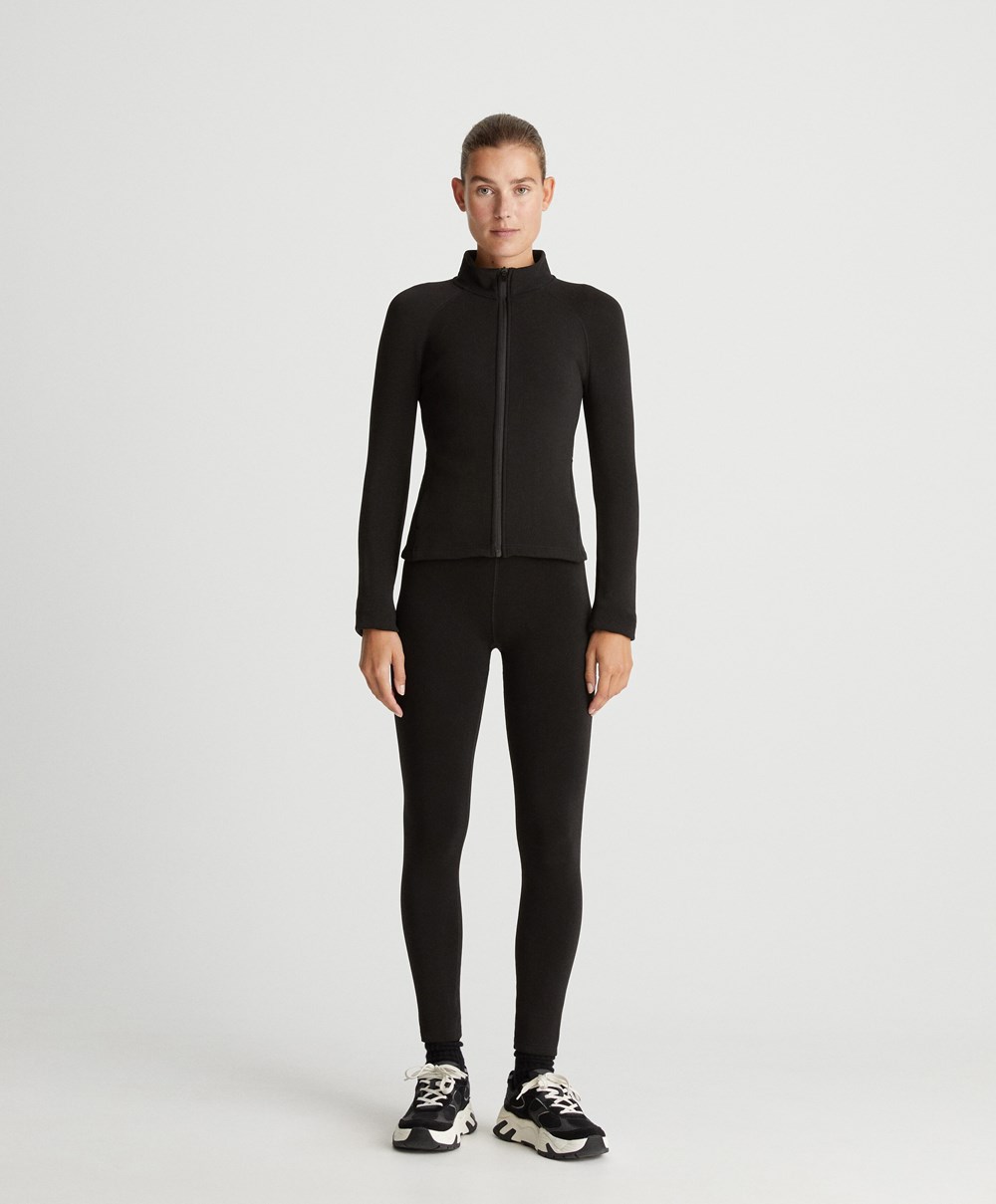 Oysho Extra Warm Compressive 70cm Ankle-length Leggings μαυρα | HKZUWG-167