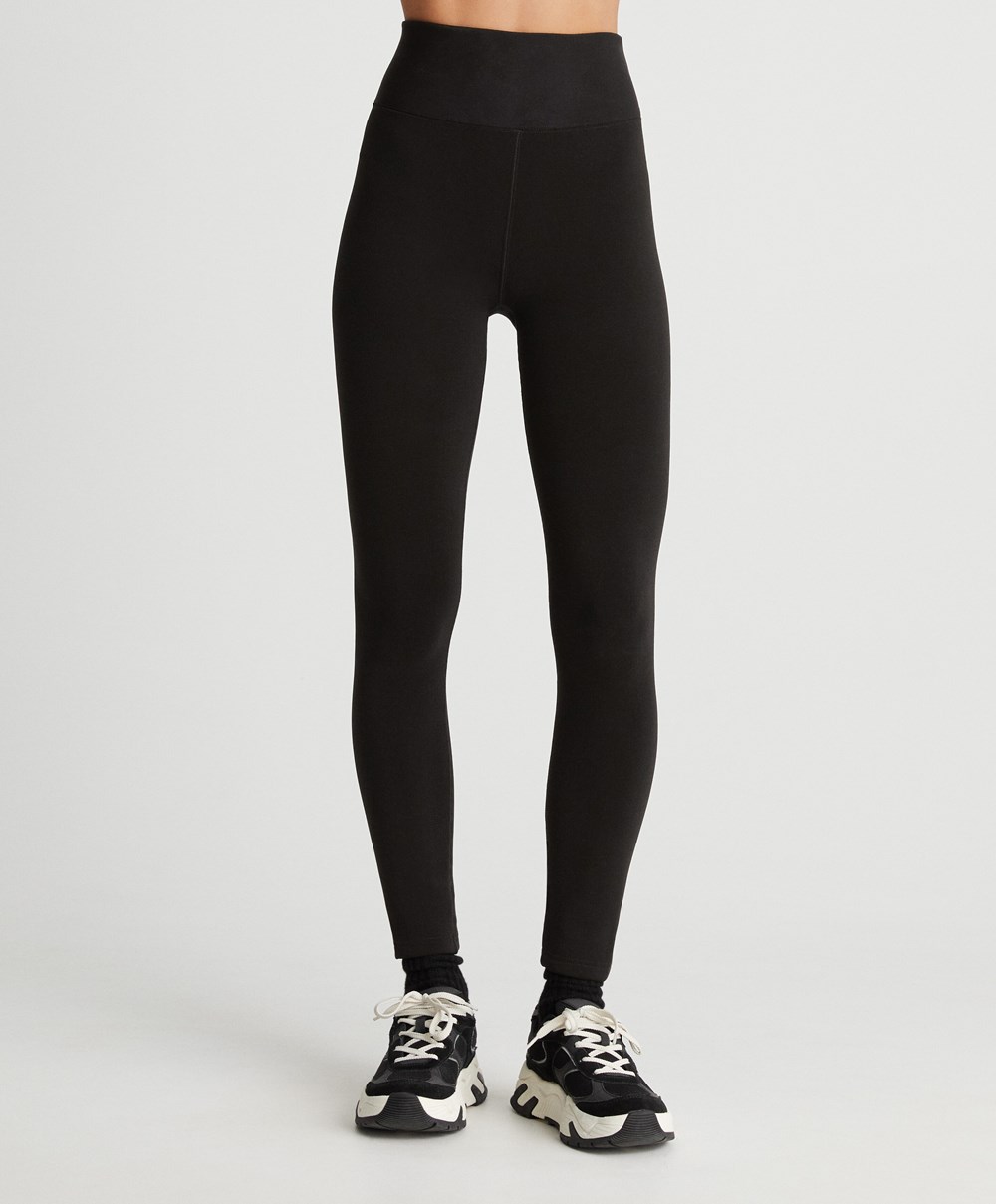 Oysho Extra Warm Compressive 70cm Ankle-length Leggings μαυρα | HKZUWG-167