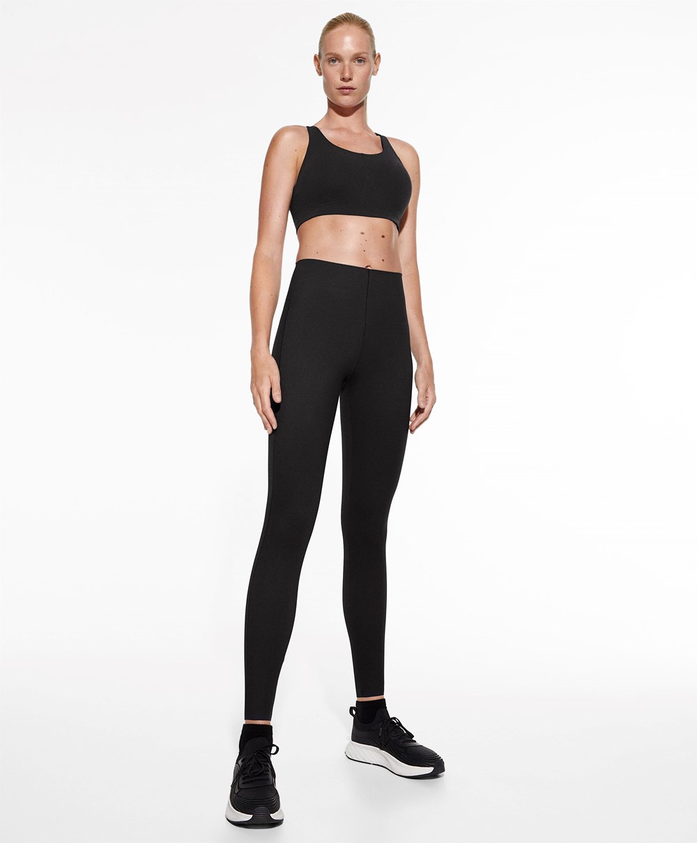 Oysho Extra-compressive Core Control 65cm Ankle-length Leggings μαυρα | EABCUF-578