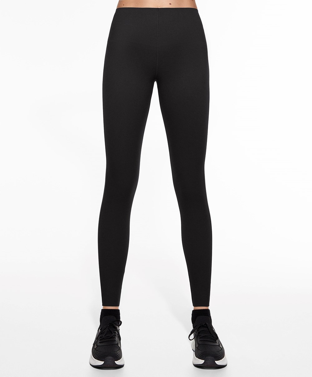 Oysho Extra-compressive Core Control 65cm Ankle-length Leggings μαυρα | EABCUF-578