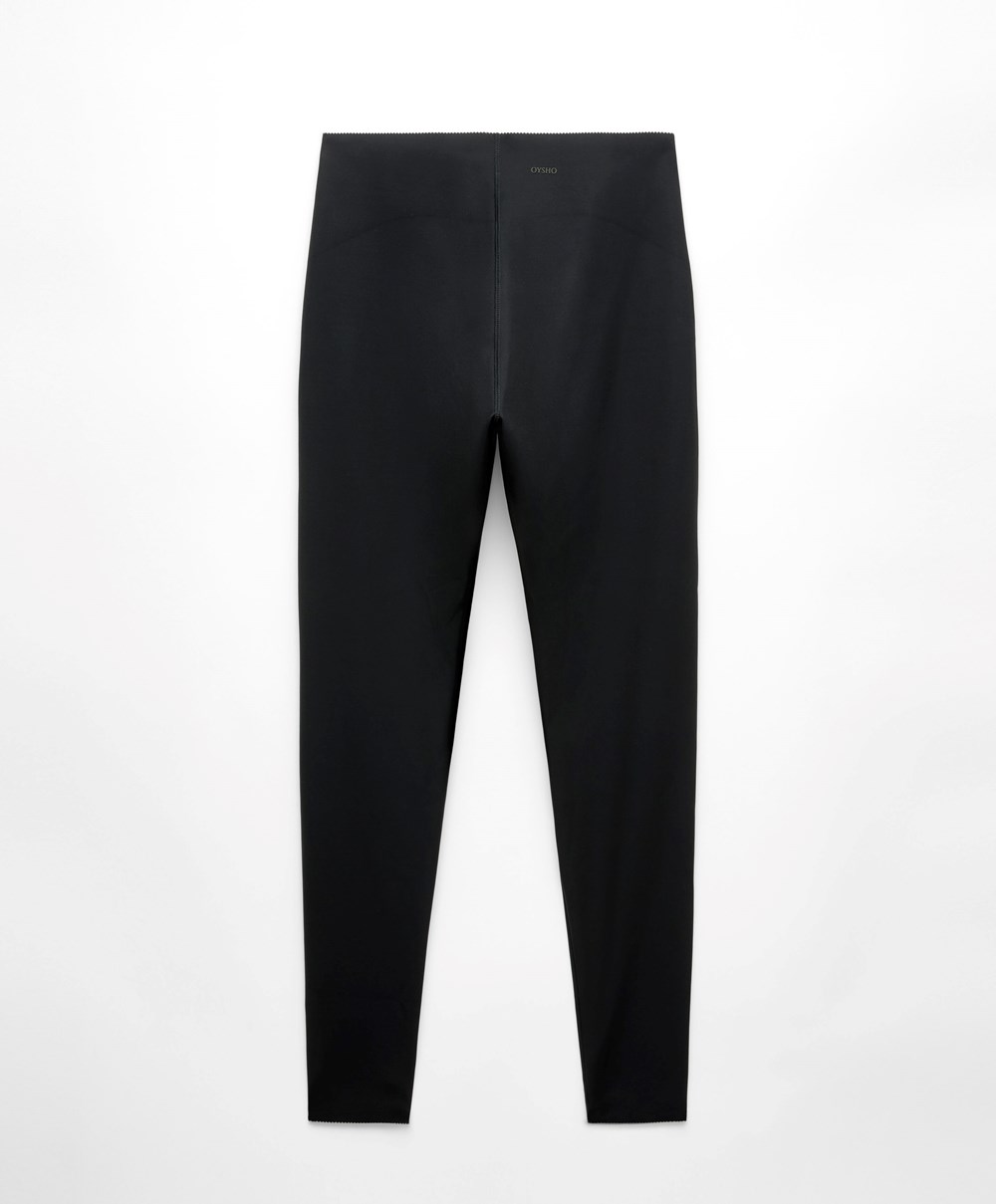 Oysho Extra-compressive Core Control 65cm Ankle-length Leggings μαυρα | EABCUF-578