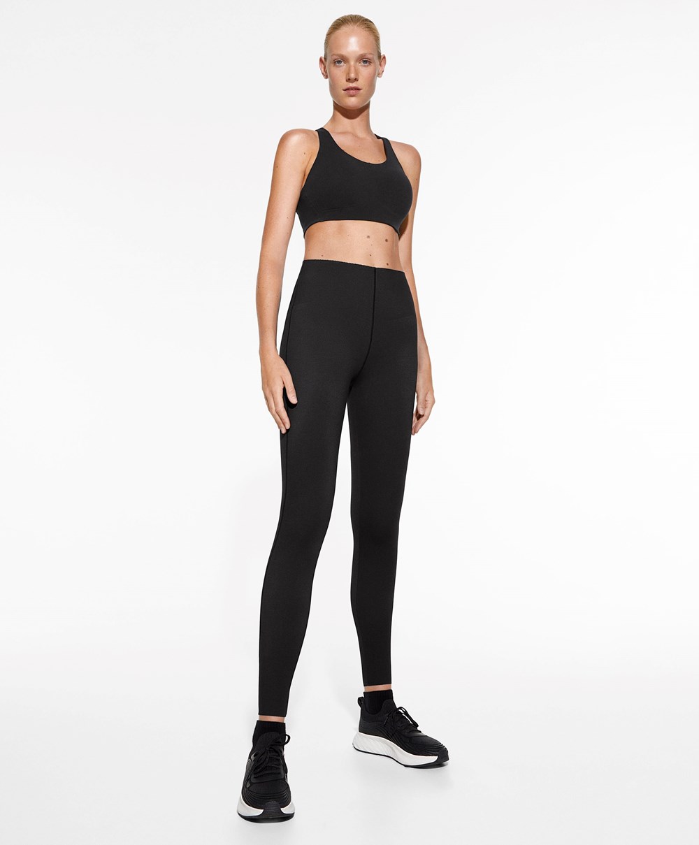 Oysho Extra-compressive Raise Up 65cm Ankle-length Leggings μαυρα | VJIHCU-691