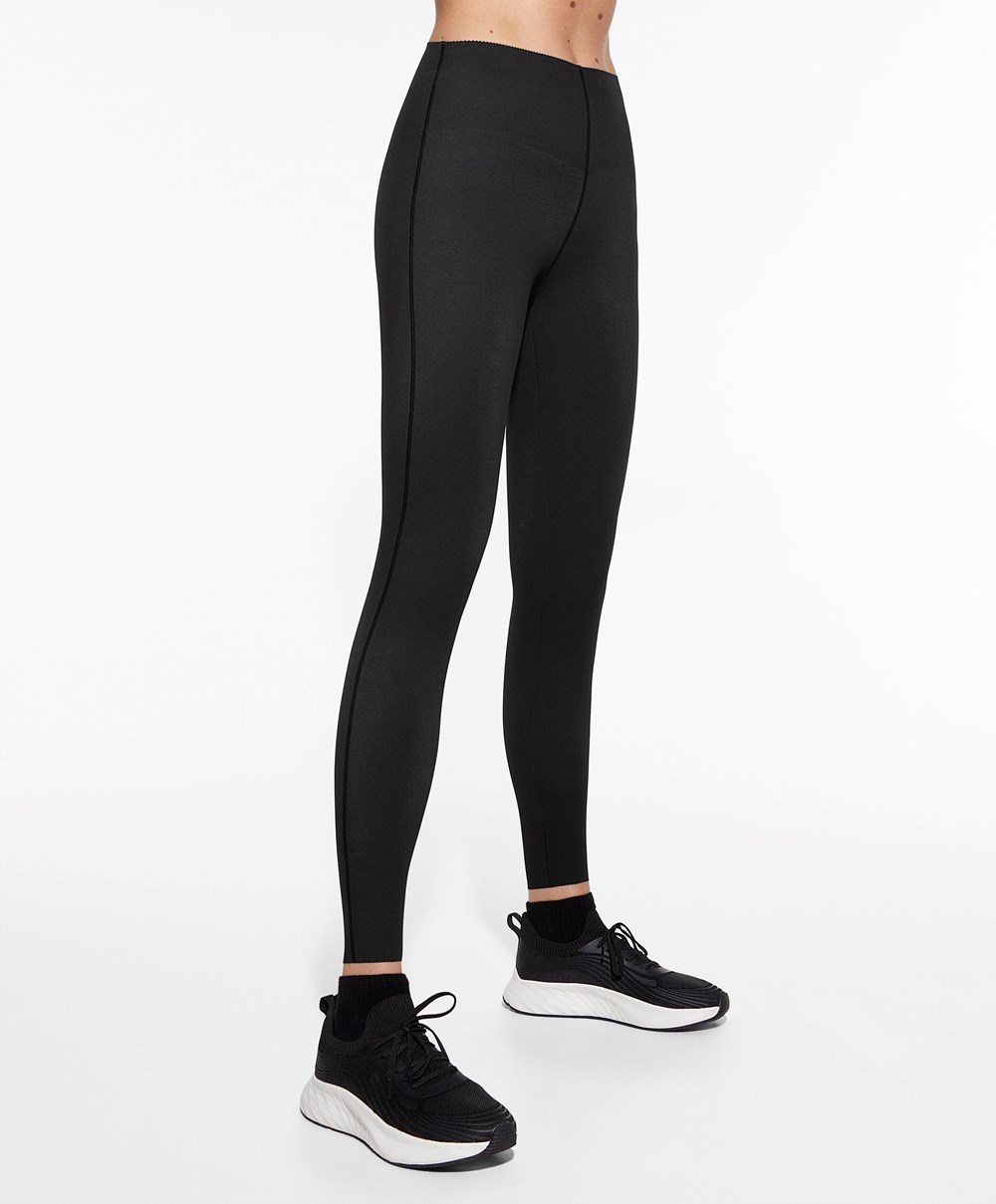 Oysho Extra-compressive Raise Up 65cm Ankle-length Leggings μαυρα | VJIHCU-691