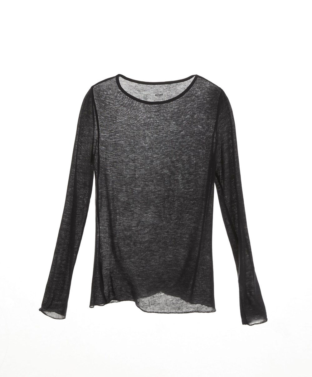 Oysho Extra-fine Knit Long-sleeved T-shirt Anthracite | ZKWECM-134