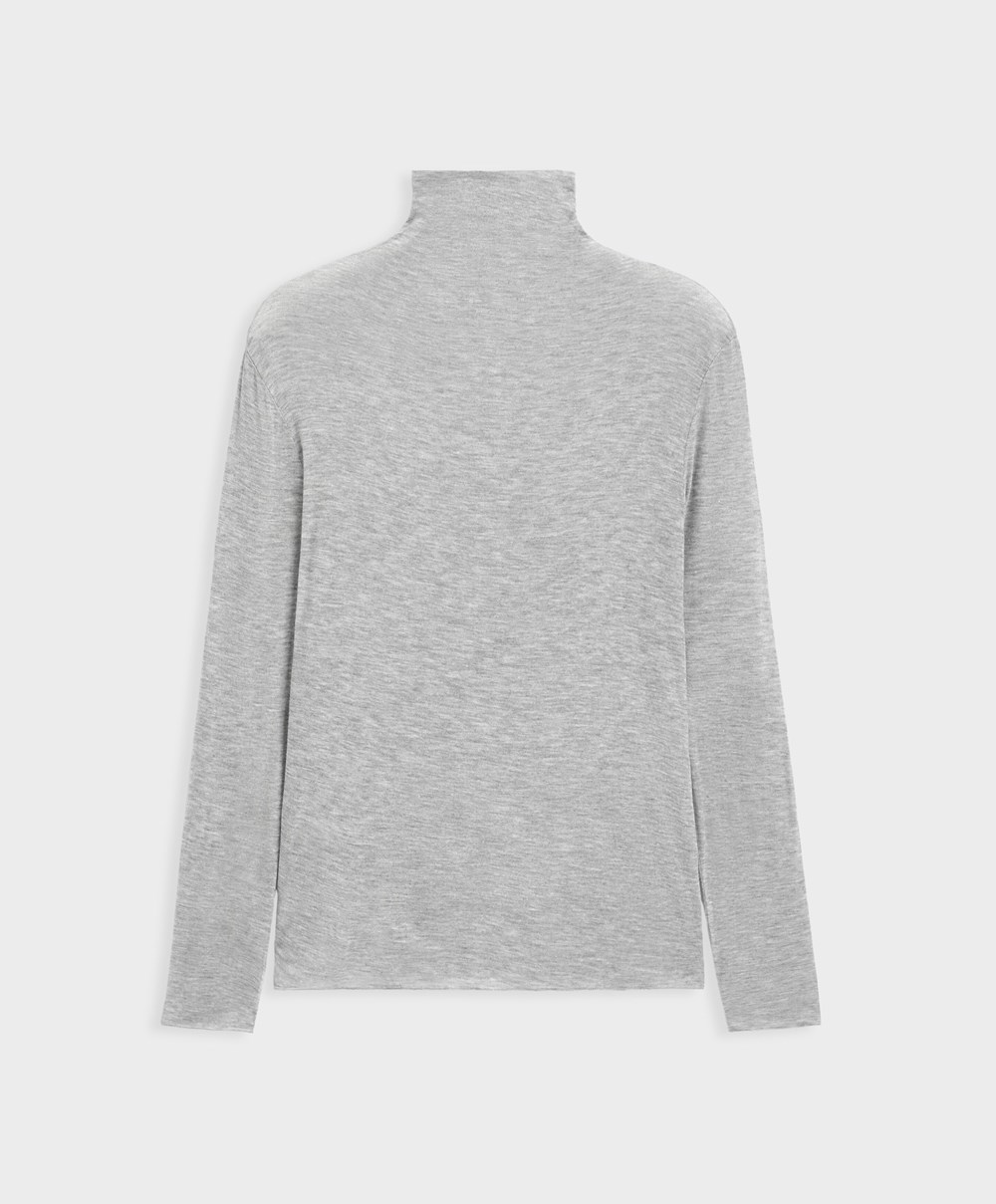 Oysho Extra-fine Long-sleeved T-shirt With High Neck γκρι | ISKWBJ-352