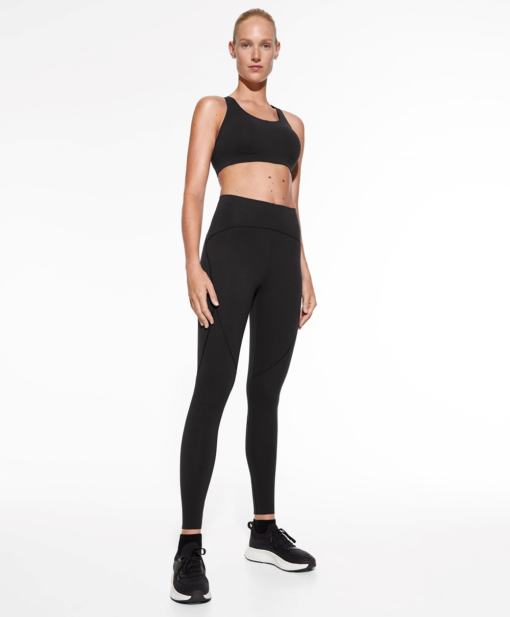 Oysho Firm Support Compressive Sports Bra μαυρα | KQPDXT-271