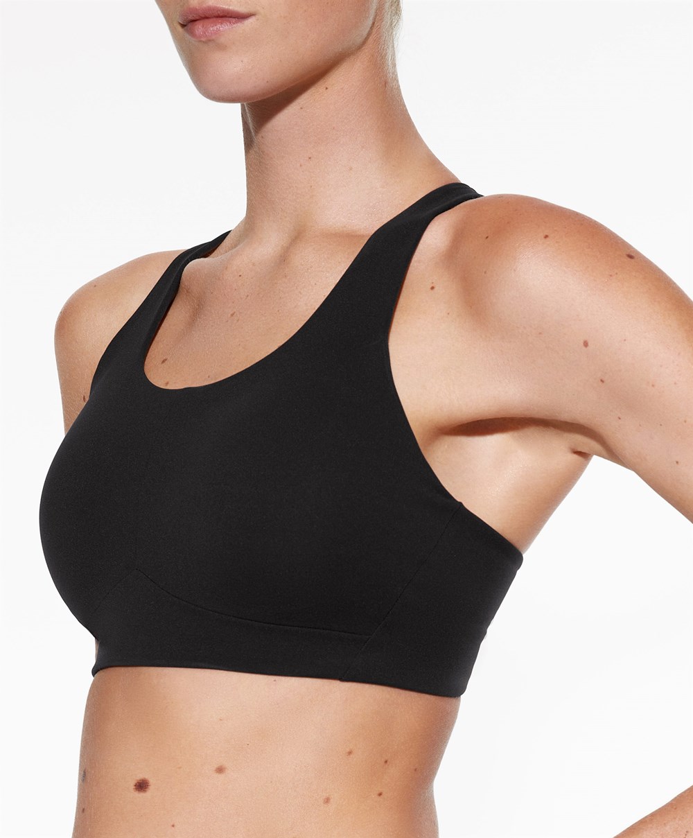 Oysho Firm Support Compressive Sports Bra μαυρα | KQPDXT-271