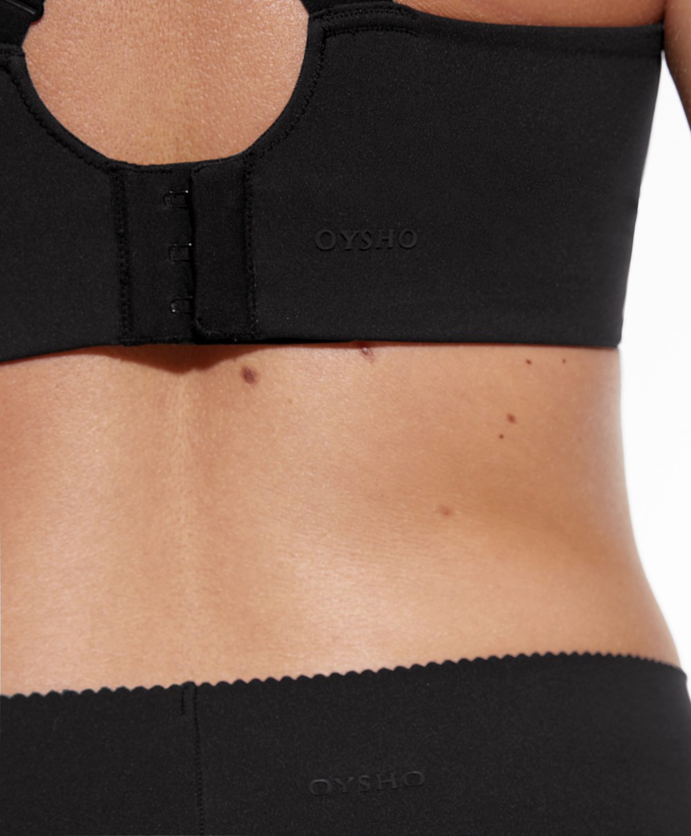 Oysho Firm Support Compressive Sports Bra μαυρα | KQPDXT-271