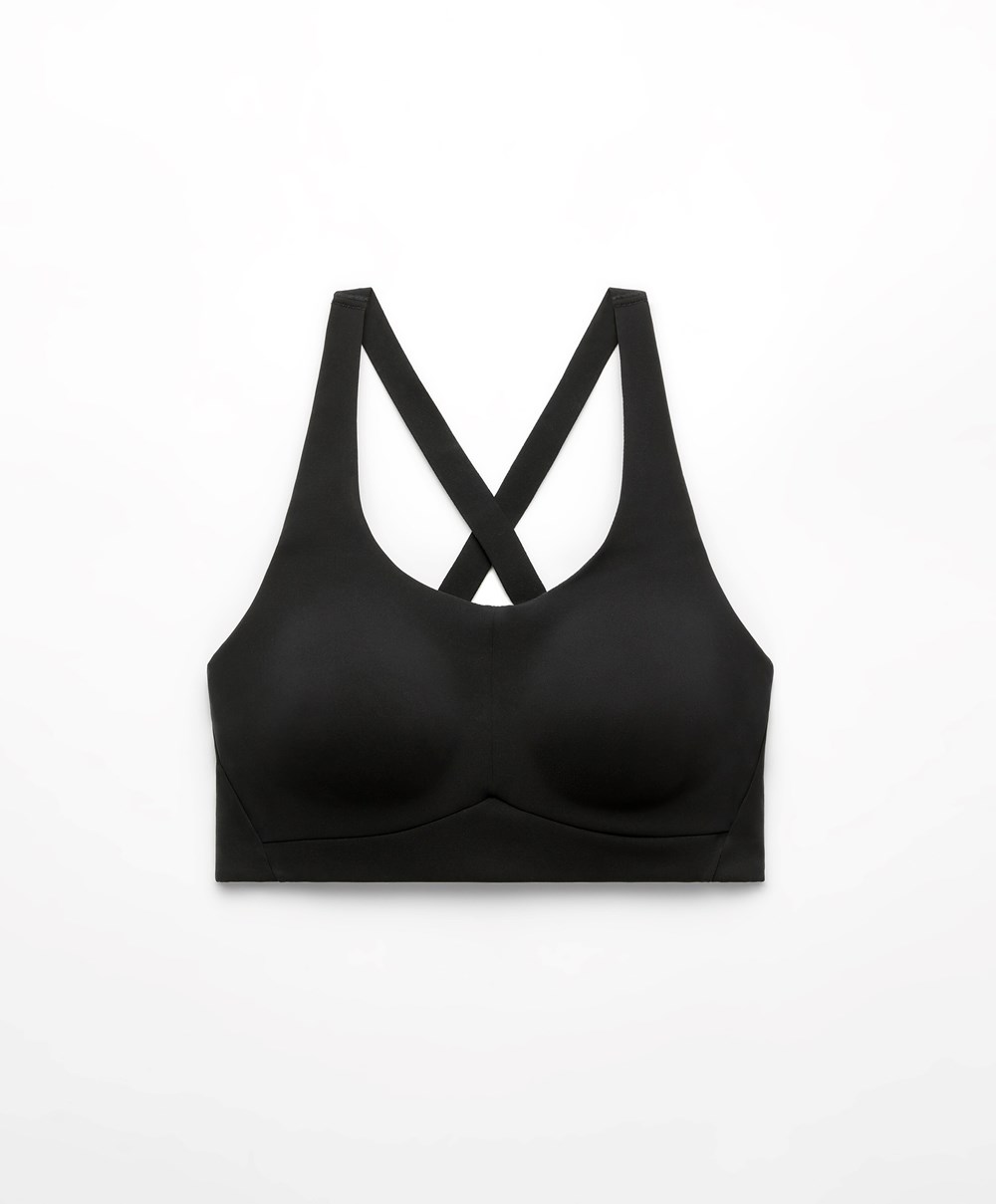 Oysho Firm Support Compressive Sports Bra μαυρα | KQPDXT-271