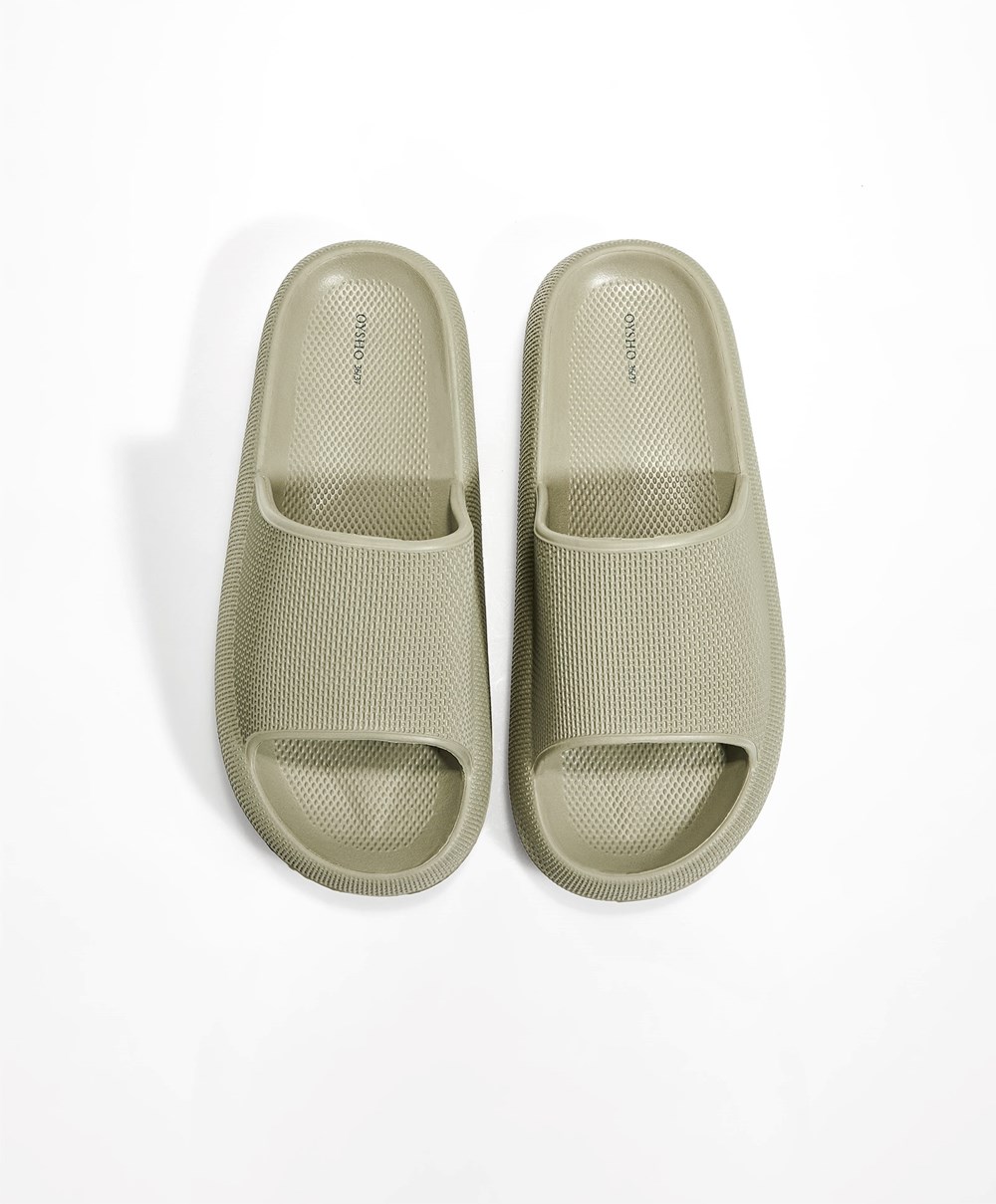 Oysho Flatform Sandals Χακί | AUMHLO-304