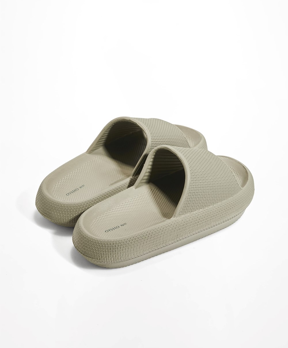 Oysho Flatform Sandals Χακί | AUMHLO-304