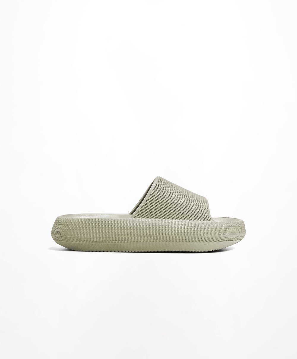 Oysho Flatform Sandals Χακί | AUMHLO-304