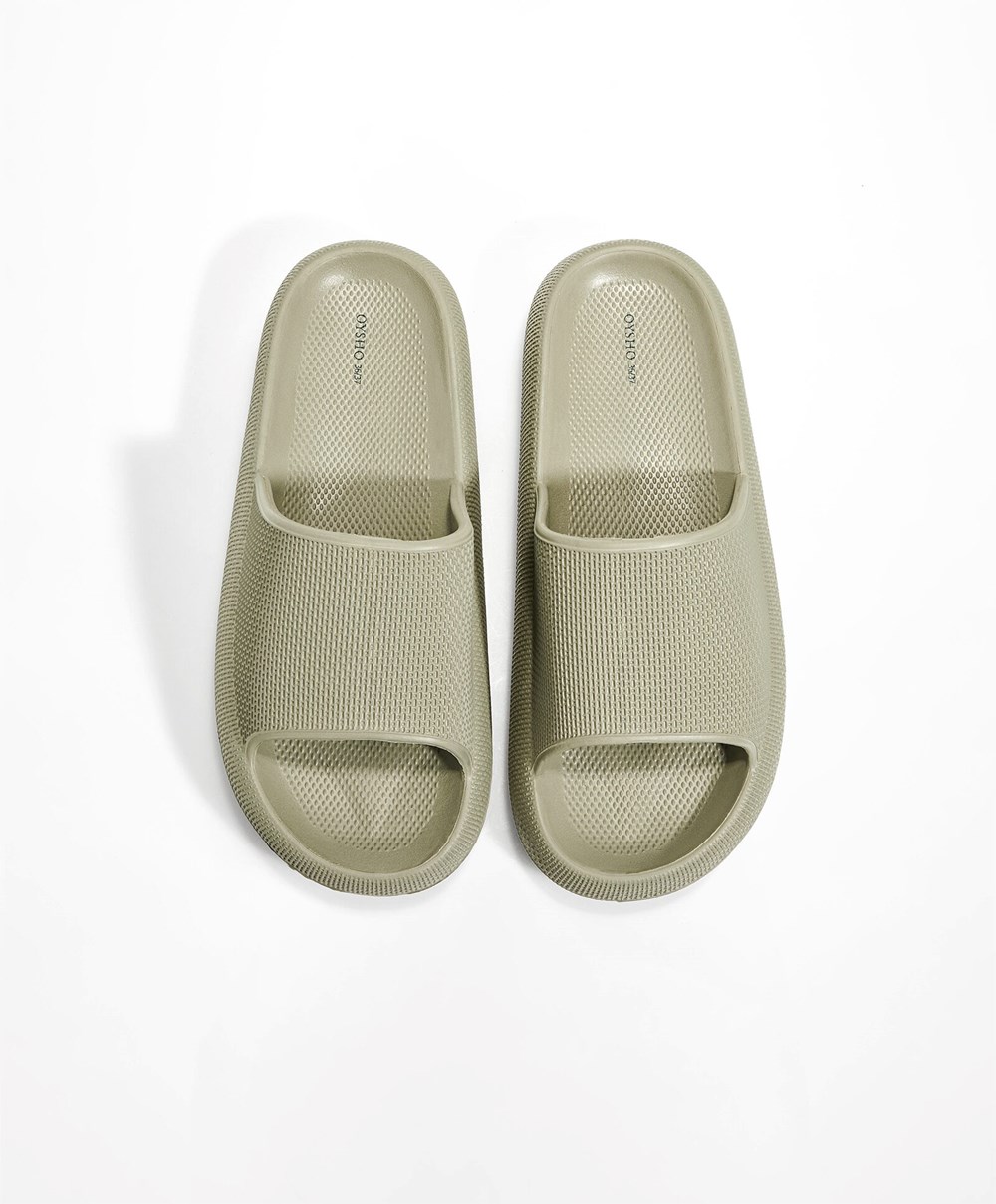 Oysho Flatform Sandals Χακί | OMVHYC-290