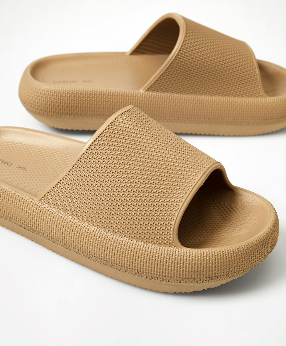 Oysho Flatform Sandals καφε | NUGEQD-395