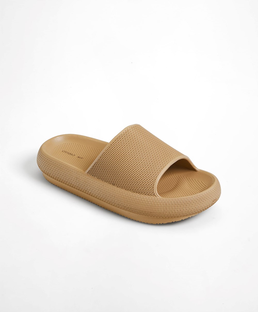 Oysho Flatform Sandals καφε | NUGEQD-395