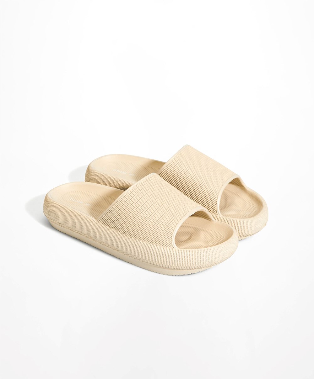 Oysho Flatform Sandals κρέμα | DEVRWT-125