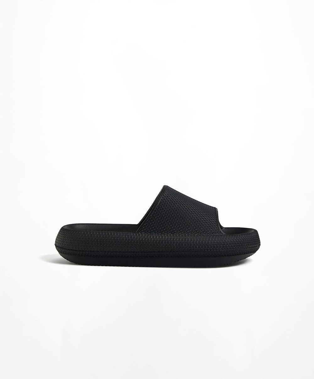 Oysho Flatform Sandals μαυρα | GBIMAH-972