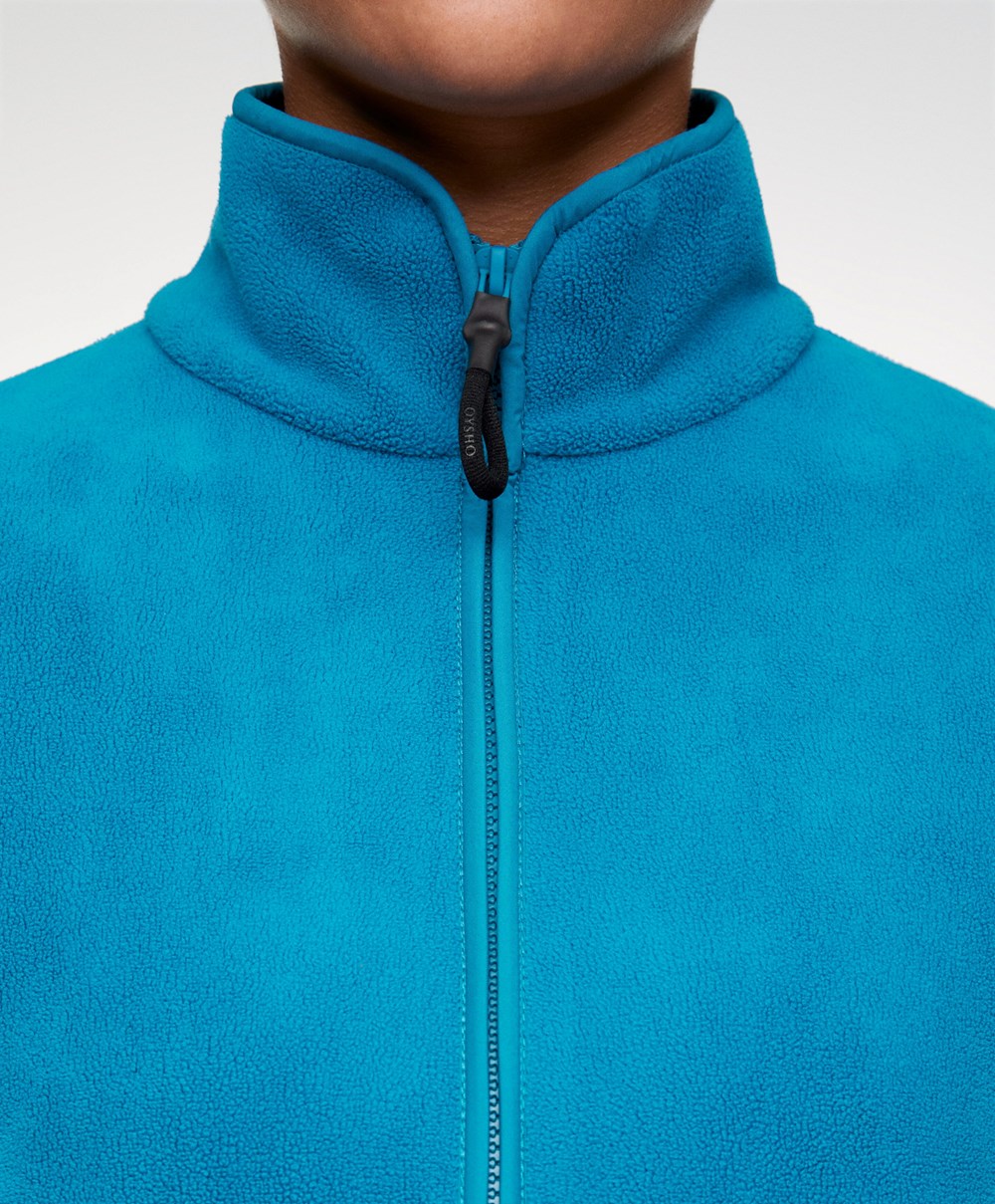 Oysho Fleece Jacket μπλε ρουά μπλε | OQFSZI-359