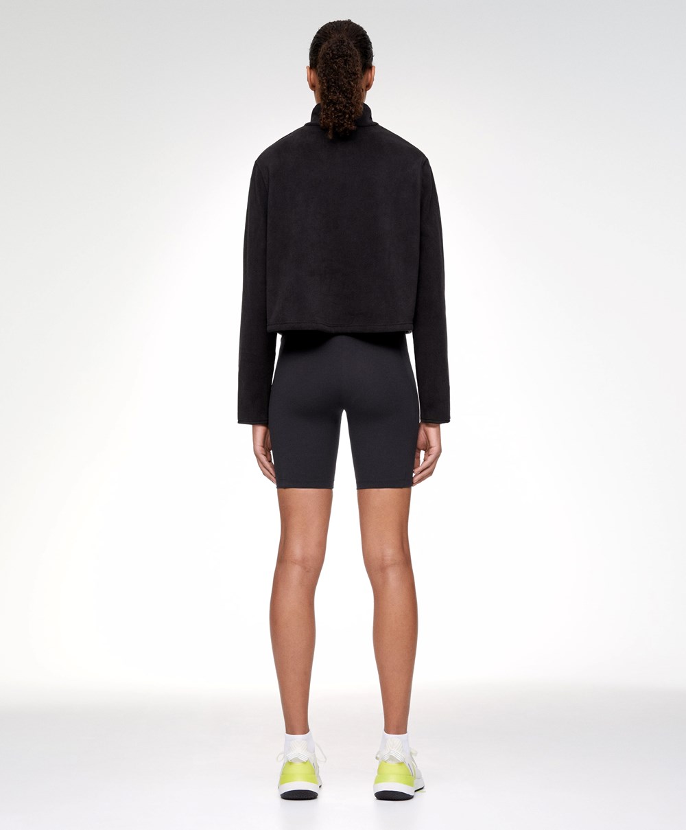 Oysho Fleece Sweatshirt μαυρα | CAQEKF-809