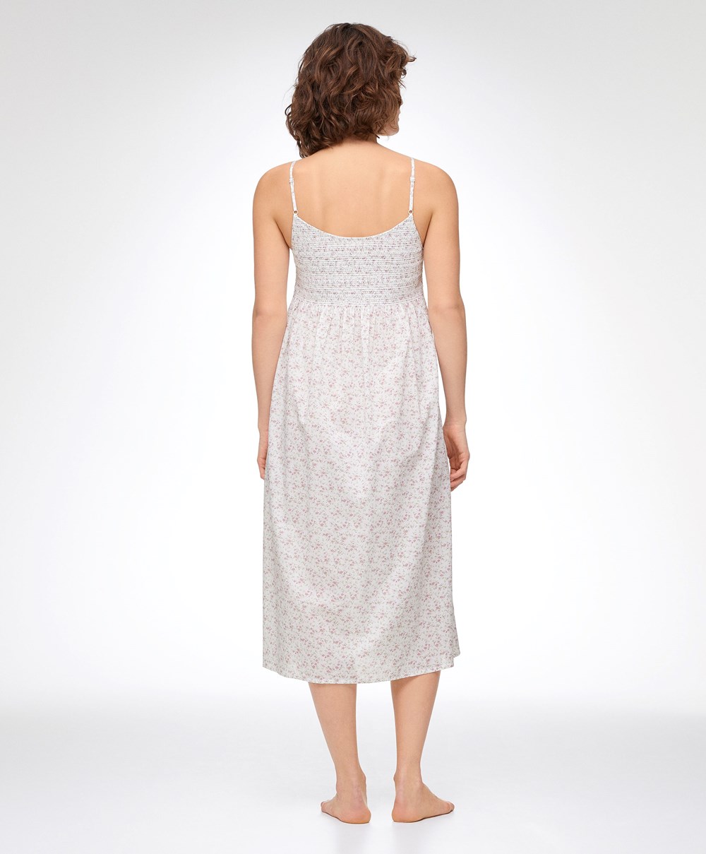 Oysho Floral Print 100% βαμβακερα Midi Nightdress Mid-rosette | ZQFVLO-549