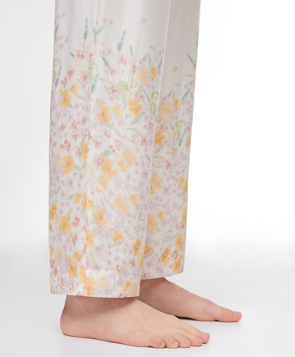 Oysho Floral Print Trousers Pale Mauve | JAUECH-286