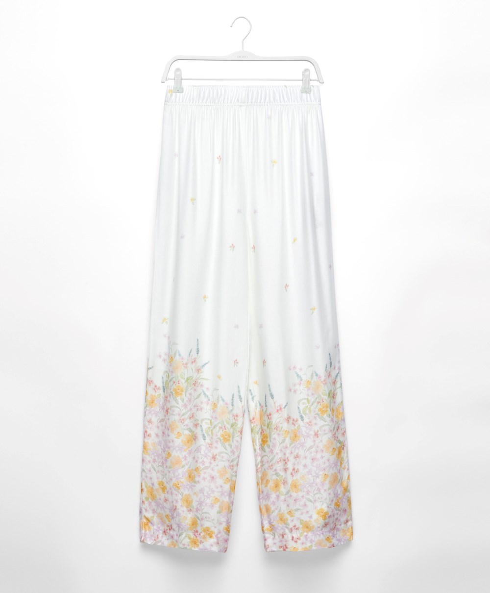 Oysho Floral Print Trousers Pale Mauve | JAUECH-286