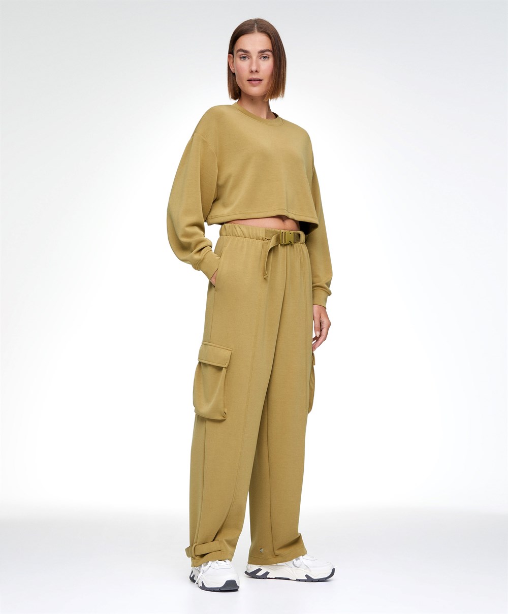 Oysho Green Modal Cargo Tracksuit Ελιά | SNXKFL-579