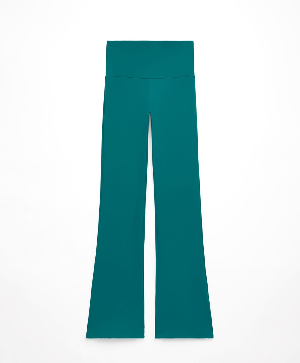 Oysho High-rise Comfortlux Flare Trousers πρασινο | ELRIXJ-861