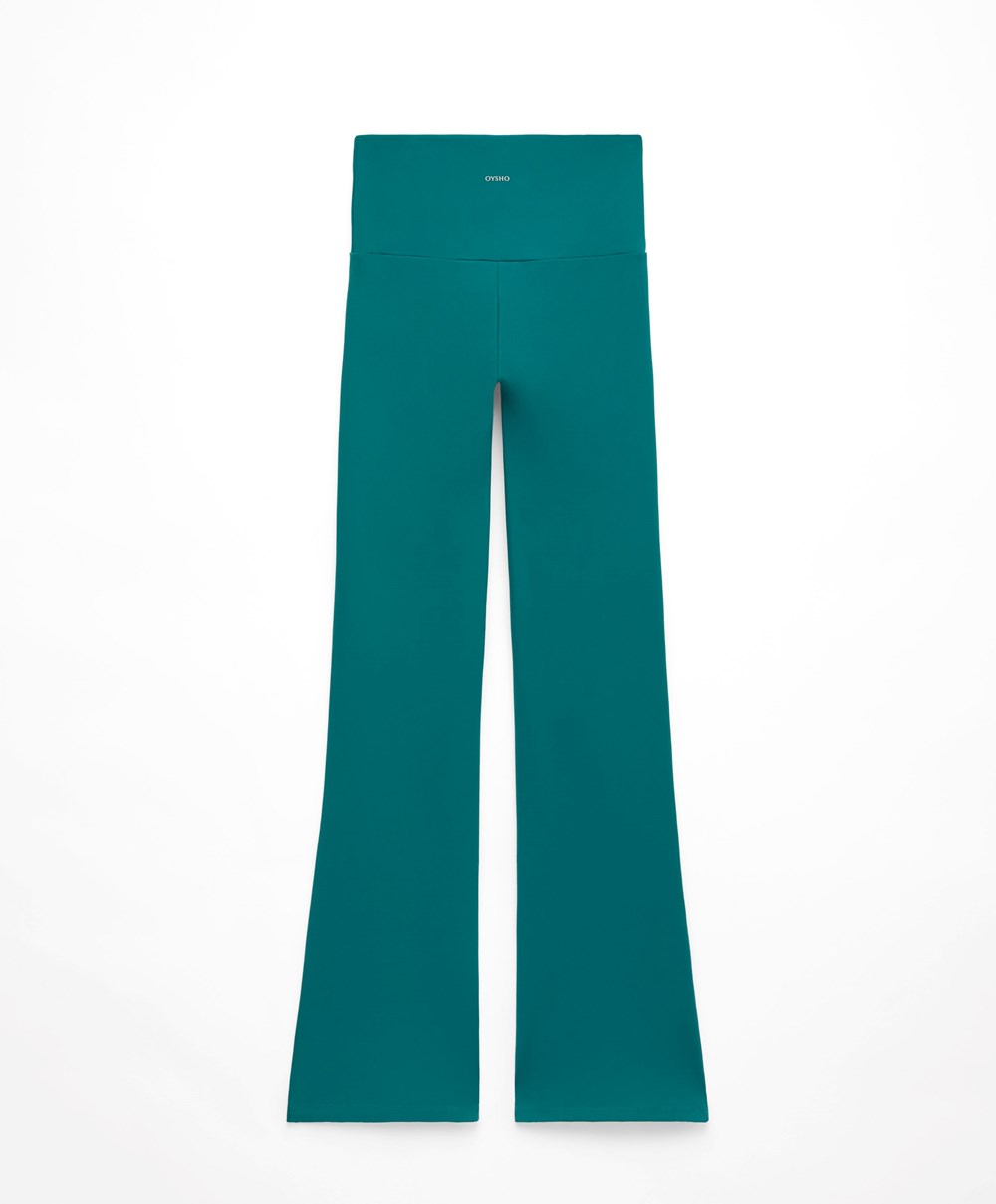 Oysho High-rise Comfortlux Flare Trousers πρασινο | ELRIXJ-861